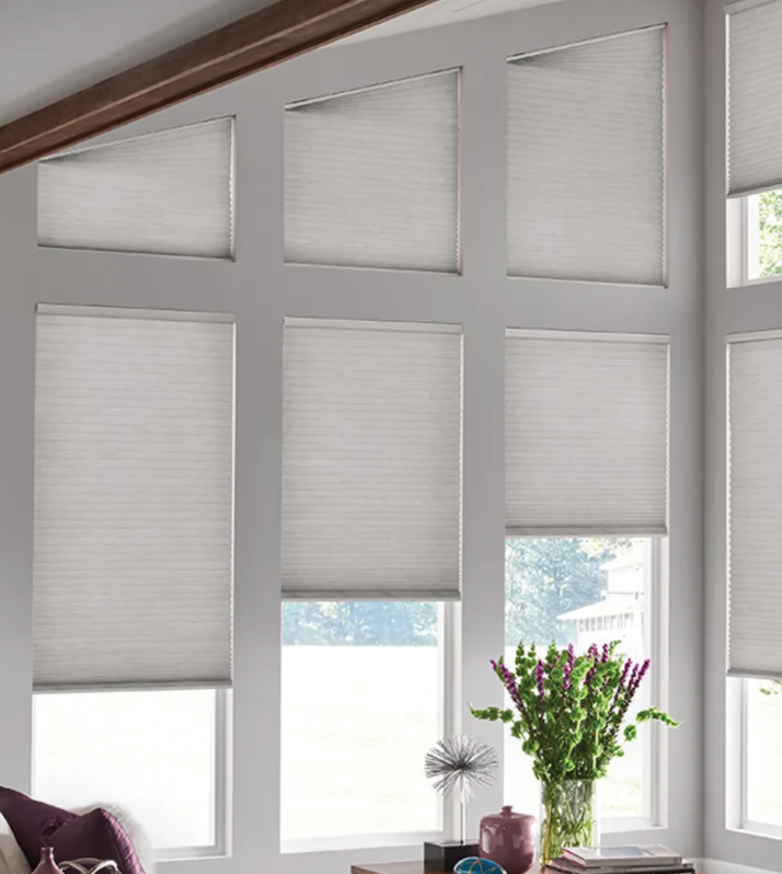 Solar Shield Honeycomb Shades Angle topped windows