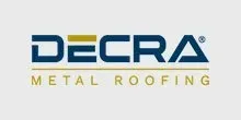 The decra metal roofing logo is on a white background.