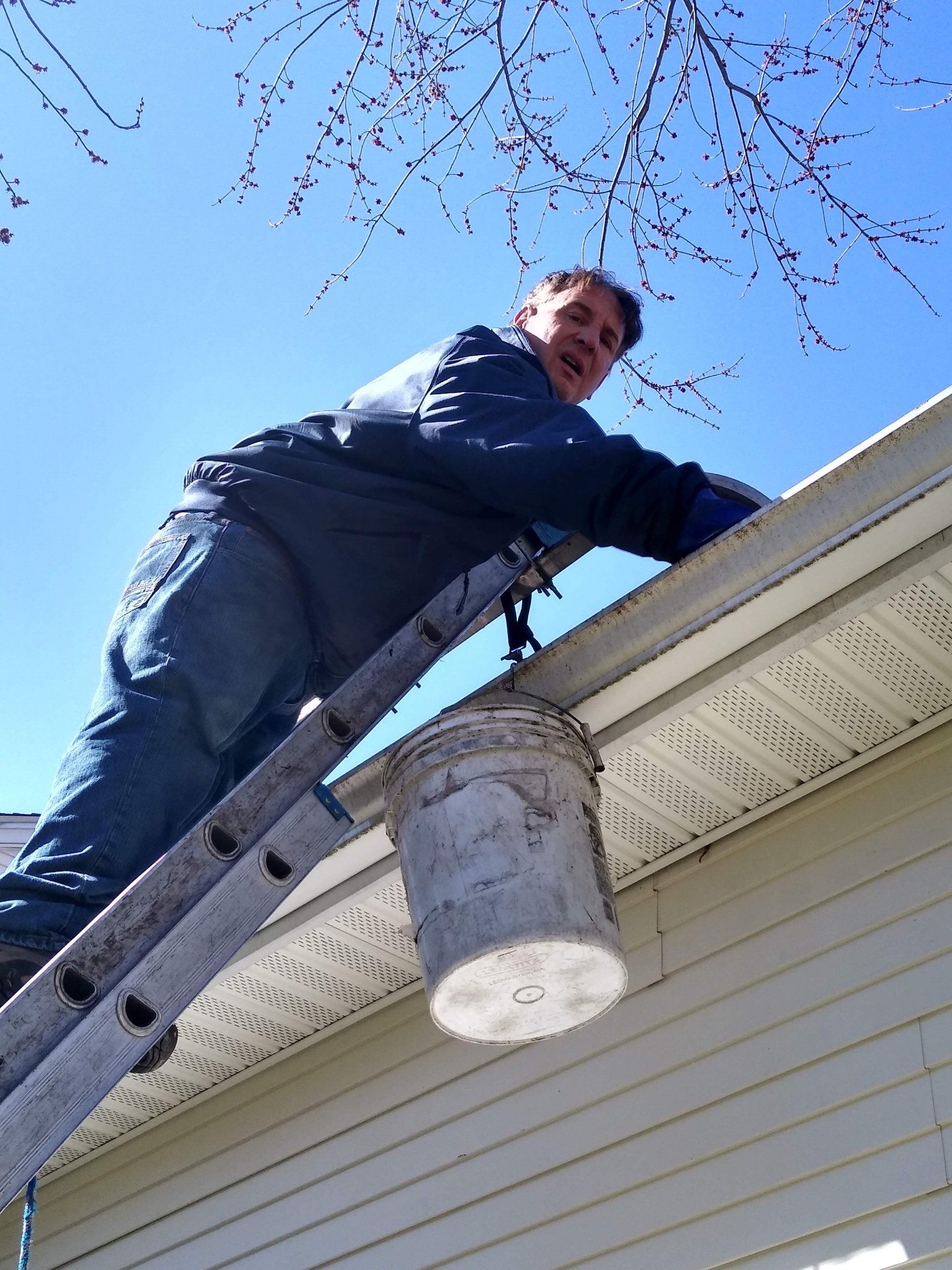 Owner On The Roof— Hadley, MA — Family Window Cleaning & Property Maintenance