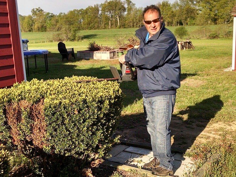 Owner Trimming Bush — Hadley, MA — Family Window Cleaning & Property Maintenance