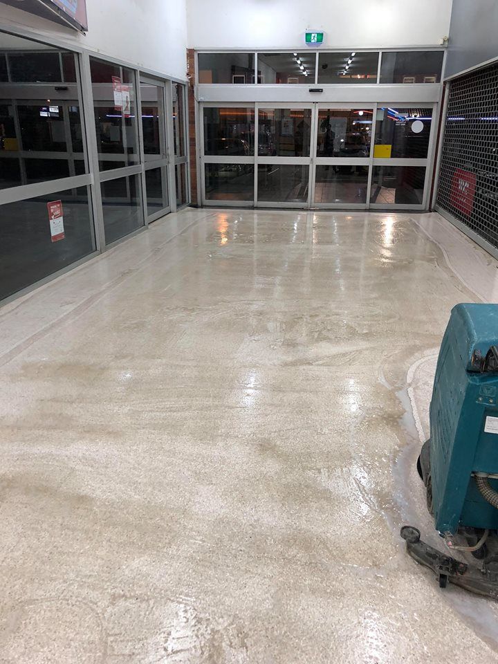 Shopping Centre Floor Getting Polished — Commercial Cleaners in Casino
