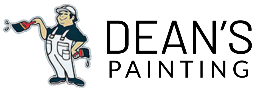 Logo for Dean's Painting: a painter character holding paintbrushes next to the business name in black text.