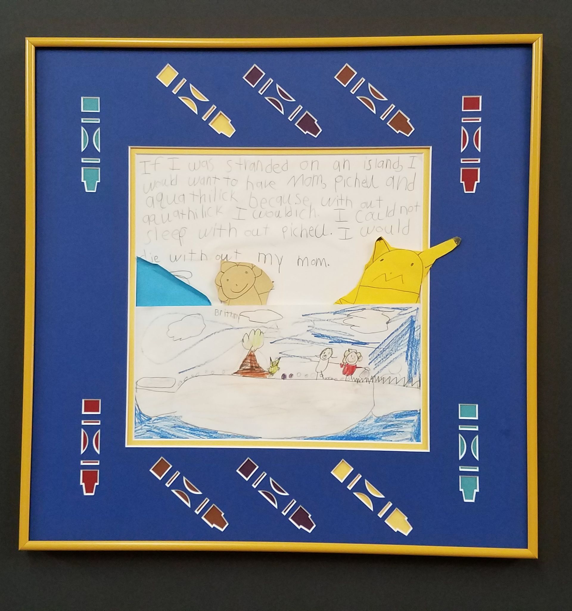 A picture in a blue frame that says izio on it