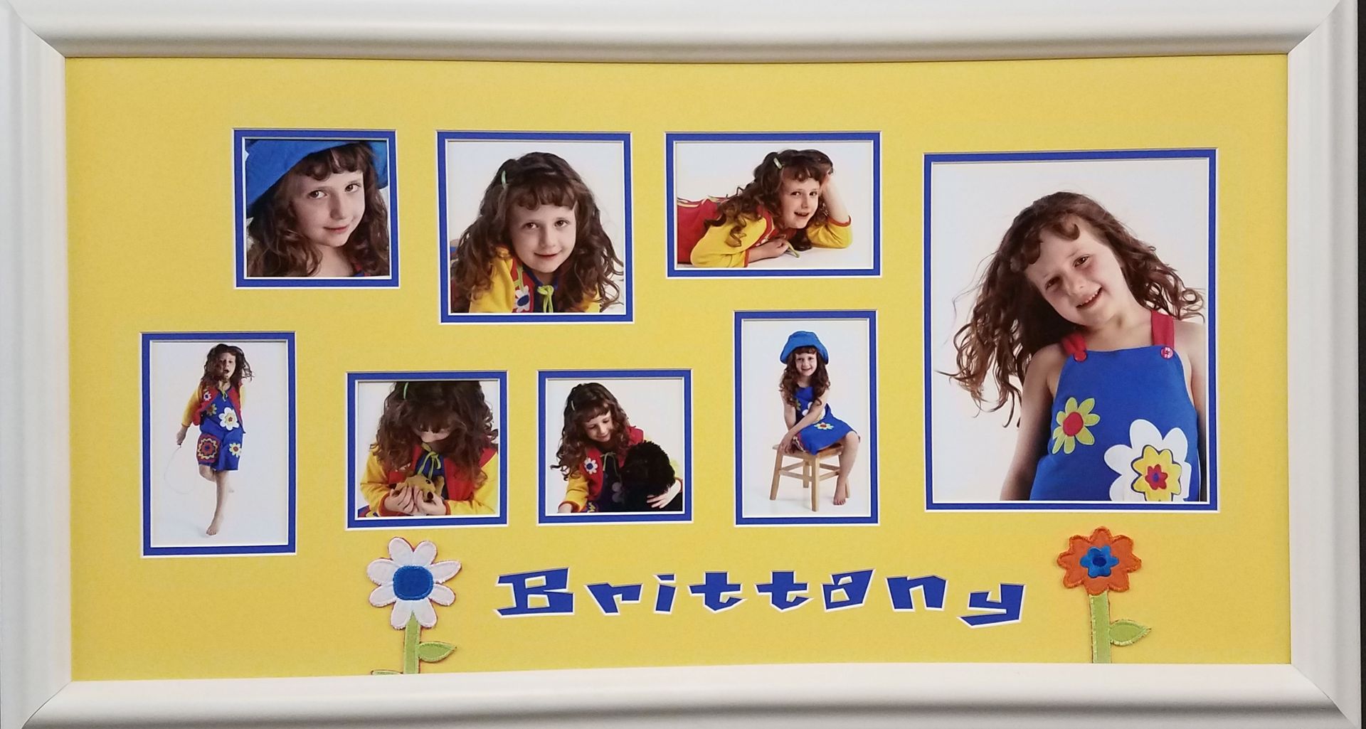 A picture frame with brittany written on it
