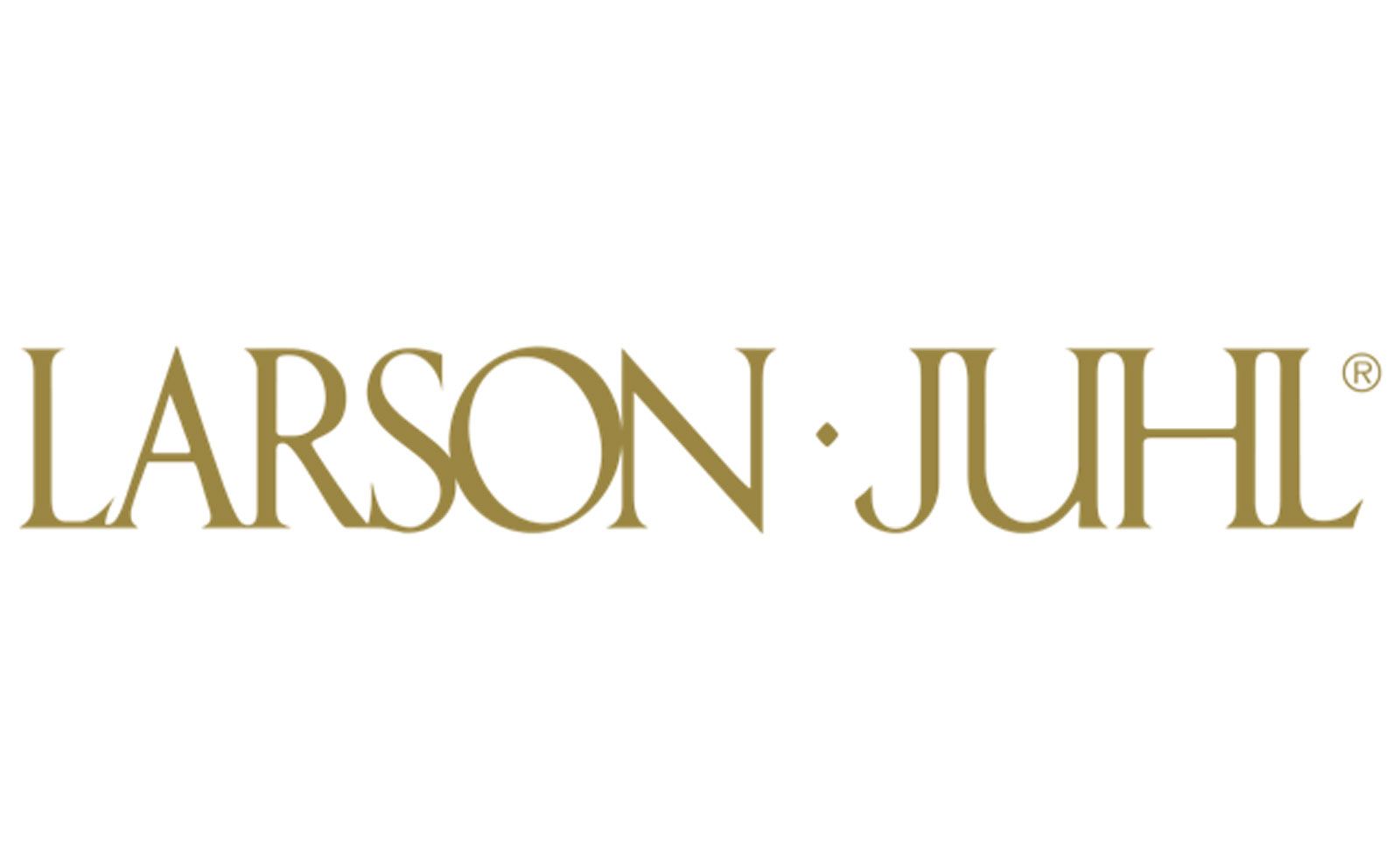 The logo for larson juhl is on a white background.