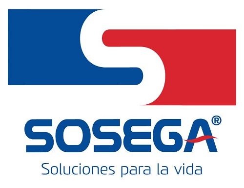 Logo: Blue and red abstract "S" with "SOSEGA" text and tagline "Soluciones para la vida."