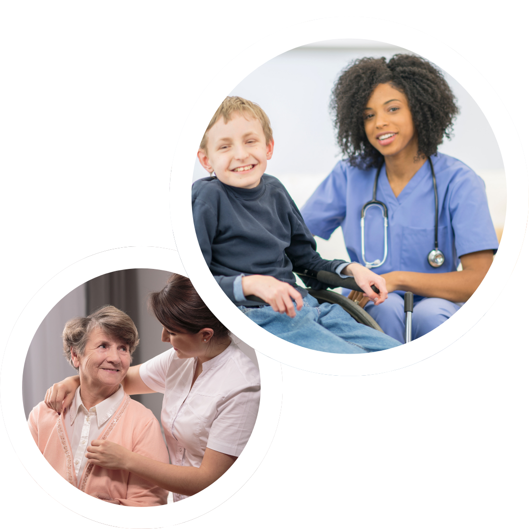 une infirmière tient la main d' une femme âgée