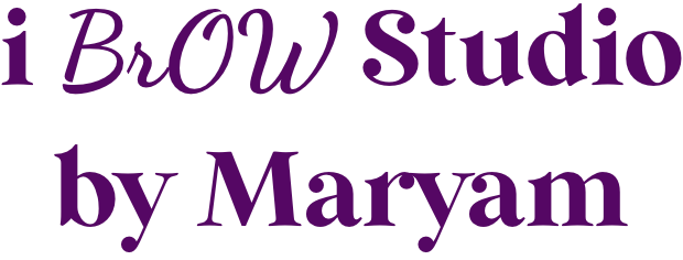 I Brow Studio logo in dark purple, cursive font.