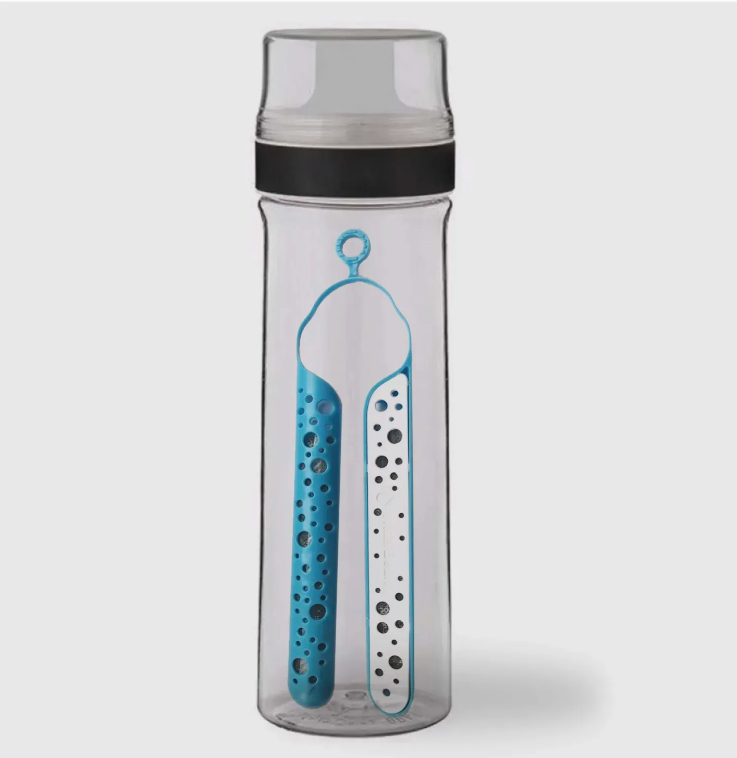 Blue filter in a bottle with no water pour