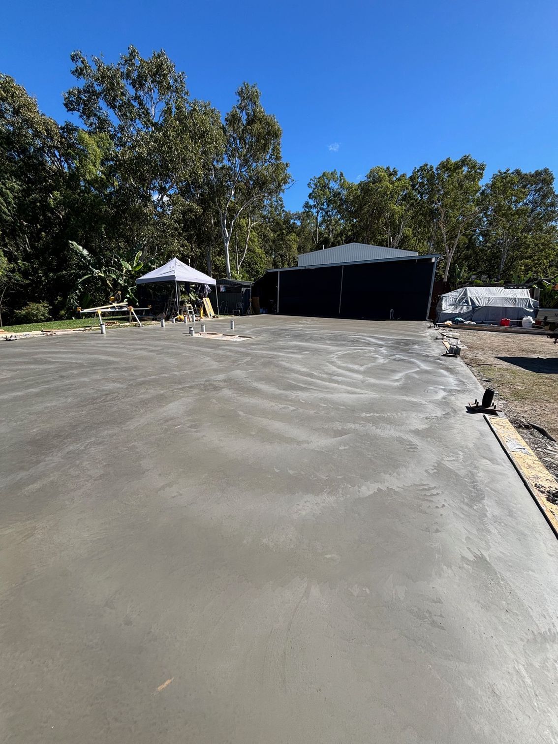 Aerial View Of A Construction Site With A Concrete Pump — Tuscany Concreting In Airlie Beach, QLD