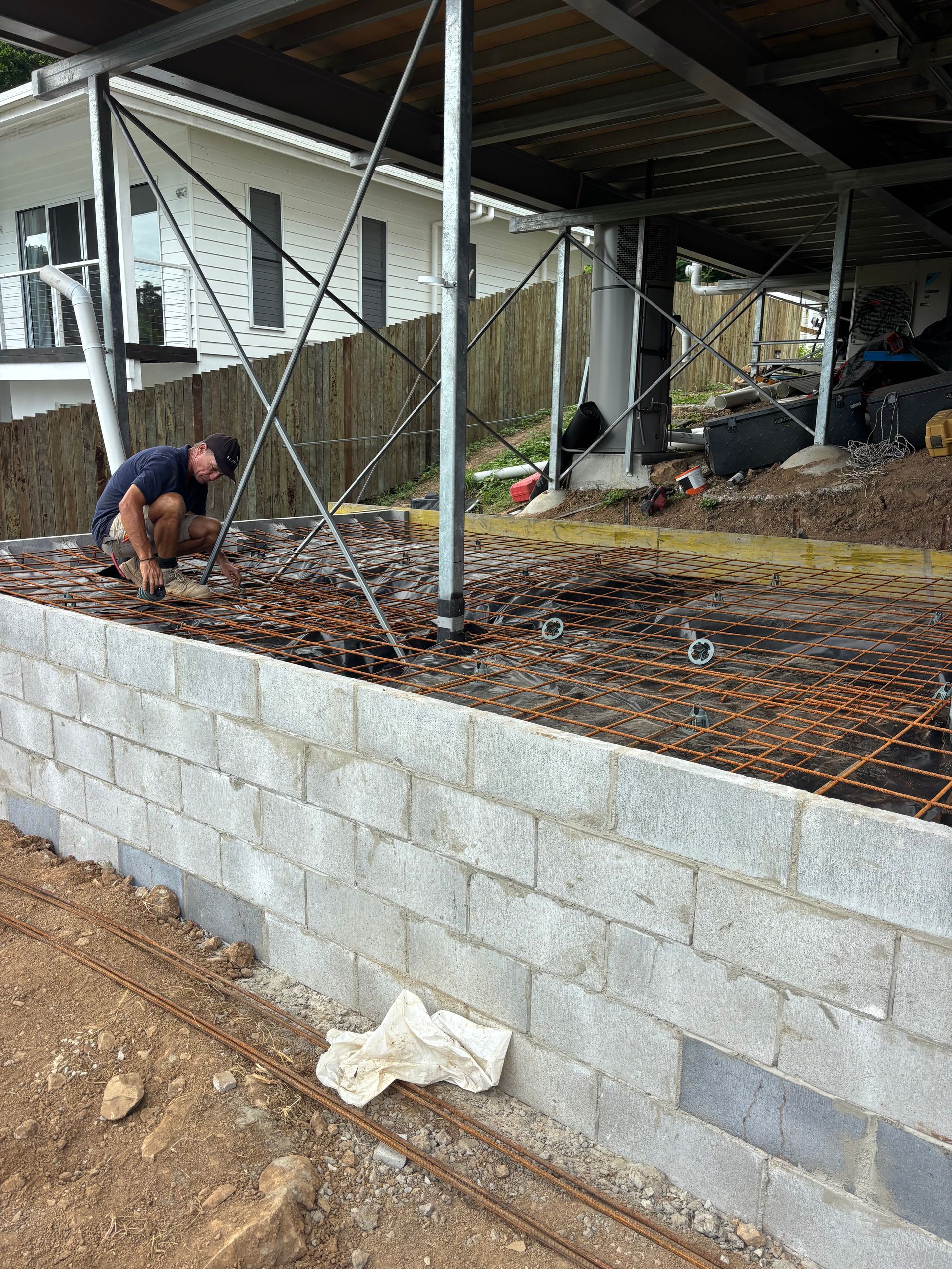 Concrete Brick Wall Built On A Construction Site — Tuscany Concreting In Cannonvale, QLD