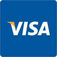 A blue square with the word visa on it