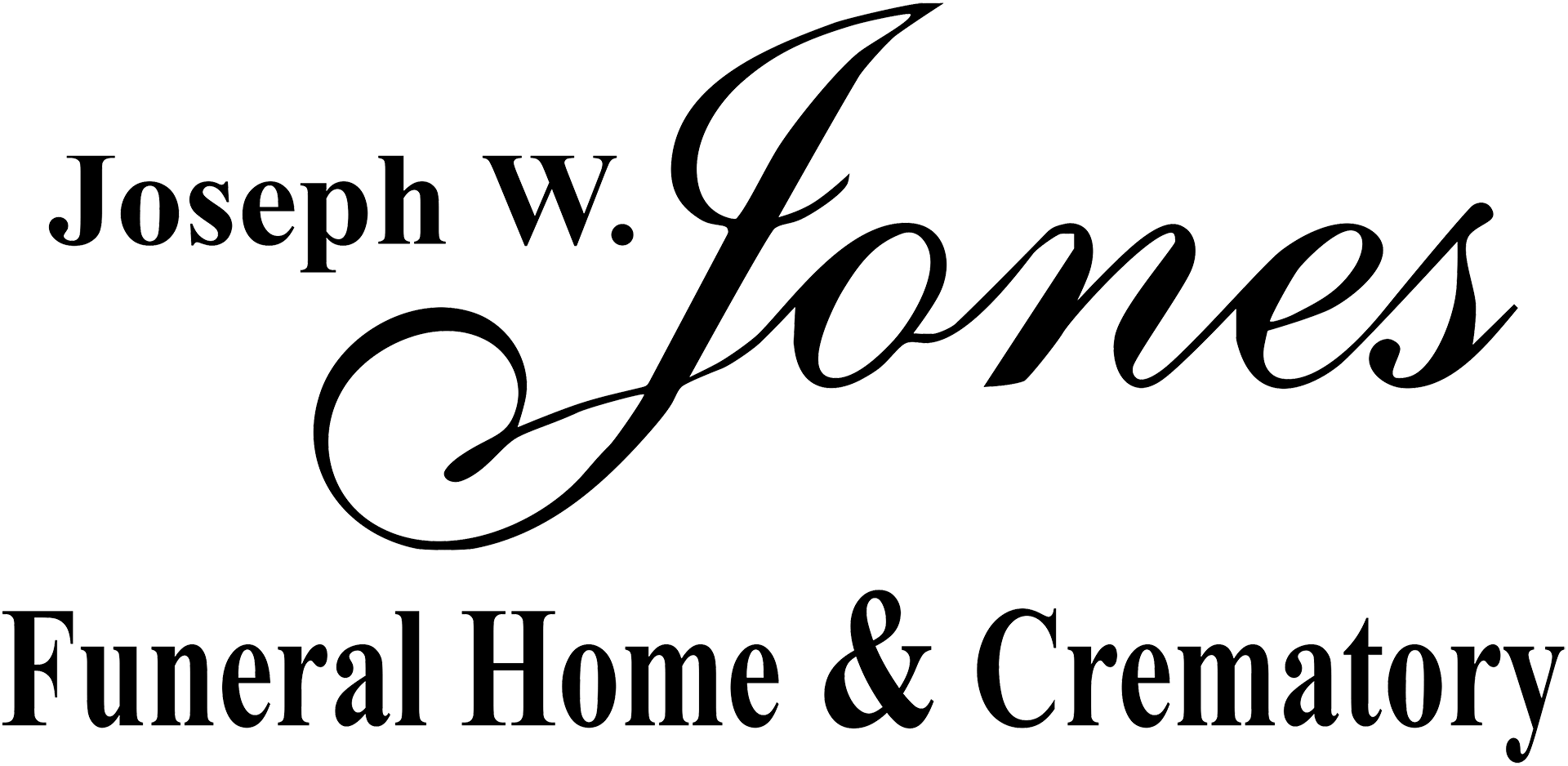 The logo for joseph w. jones funeral home and crematory is black and white.