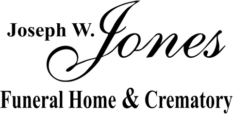 The logo for joseph w. jones funeral home and crematory is black and white.