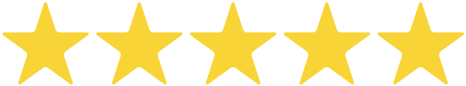 Five yellow stars in a row, representing a five-star rating.