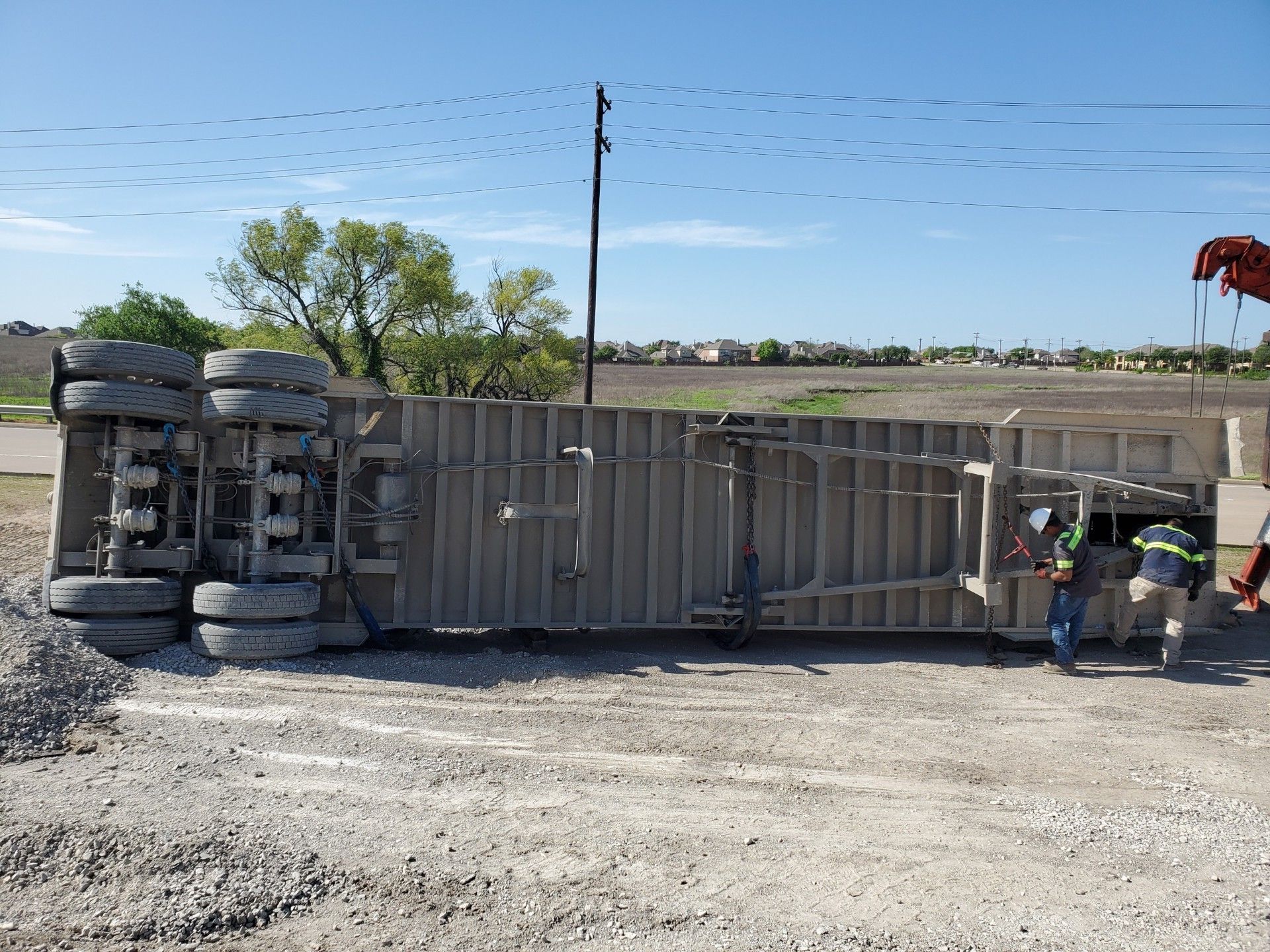 Rotator towing of an overturned semi trailer from a rural road near Chattanooga, TN.