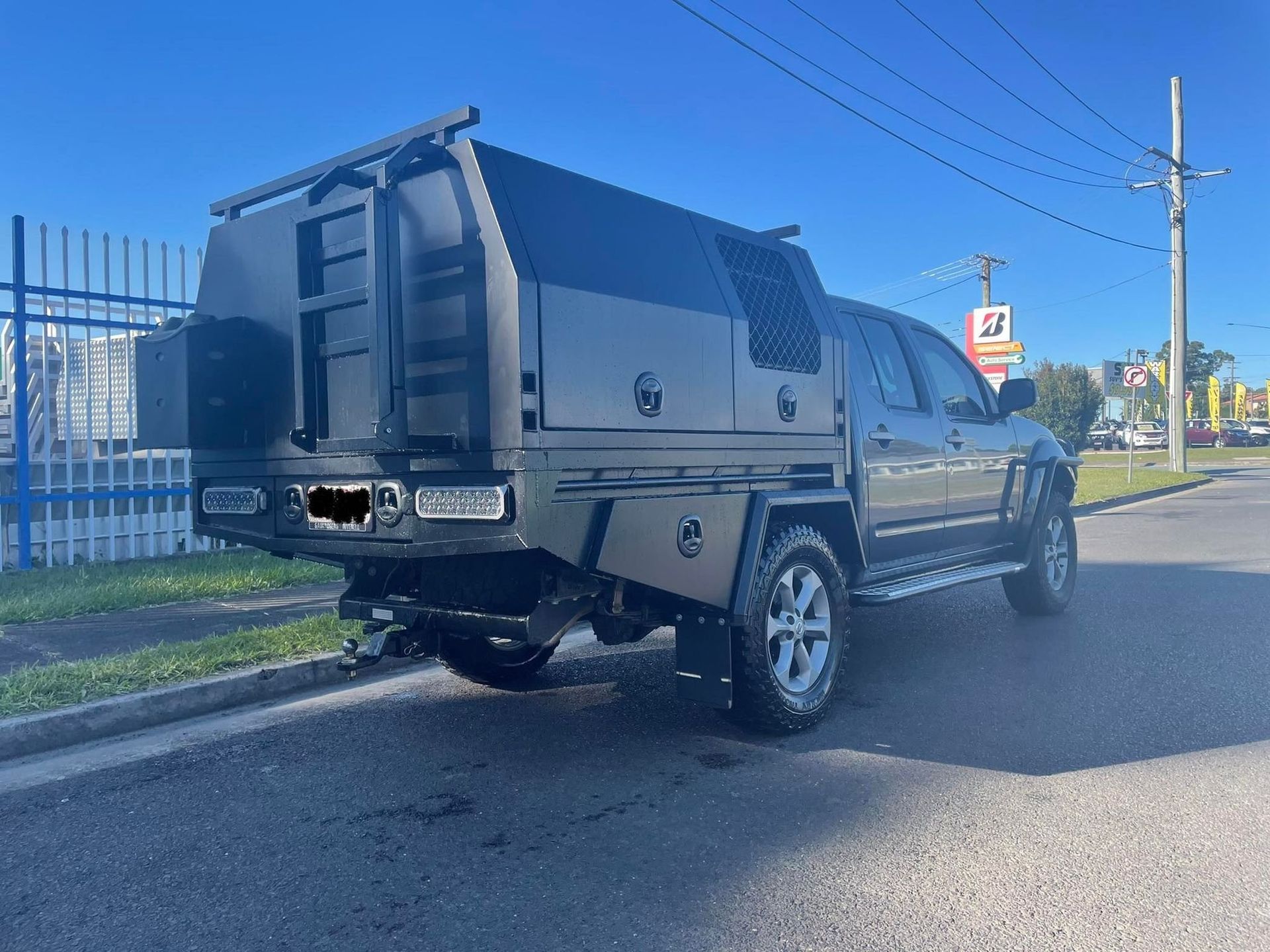 Dark Gray Pickup Truck With a Custom Utility Bed — PT Canopy In Slacks Creek, QLD