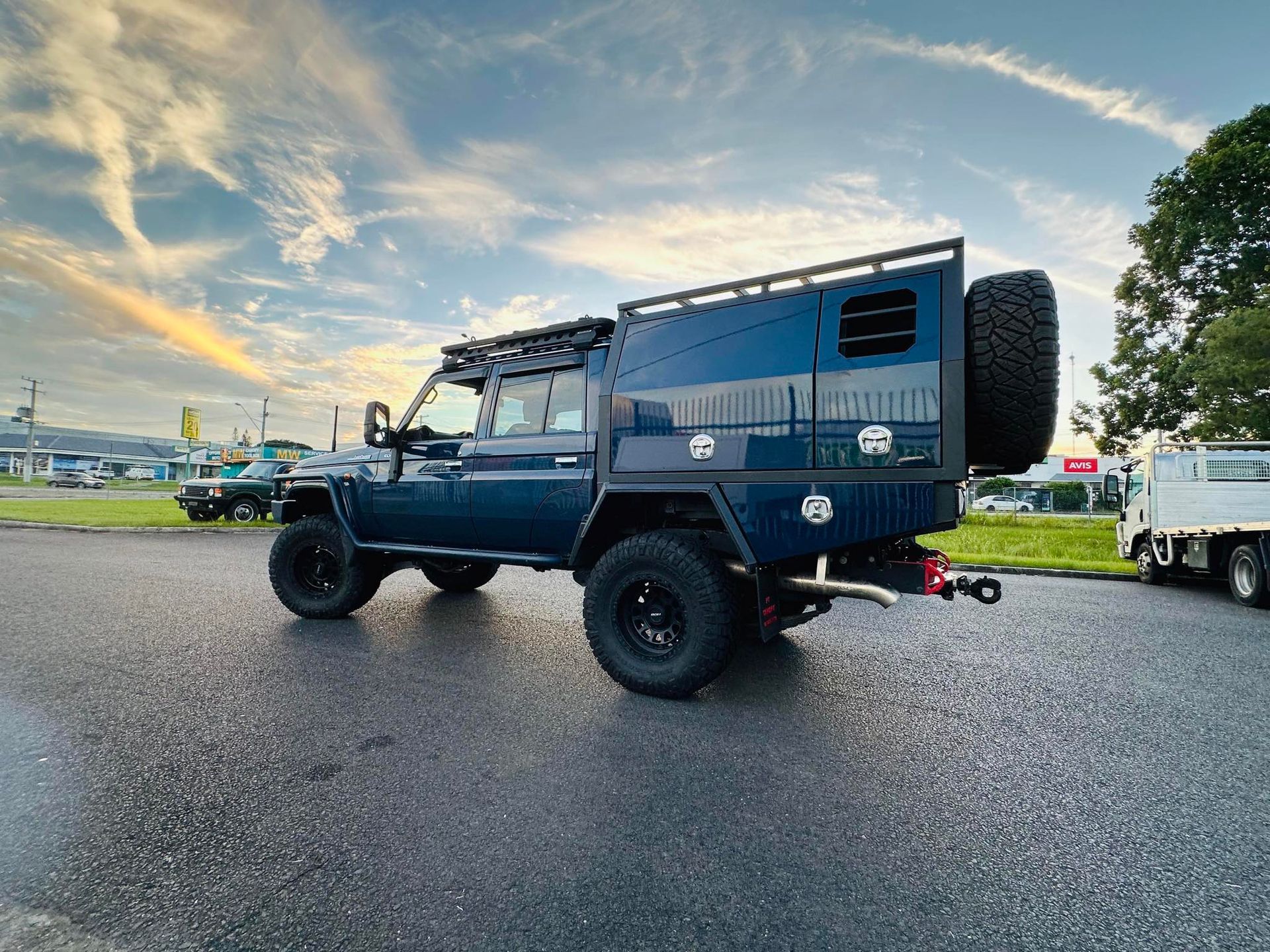 Dark Blue Off-road Truck With Black Wheels and a Custom Canopy — PT Canopy In Slacks Creek, QLD