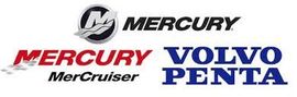 The logos for mercury and volvo penta are on a white background.
