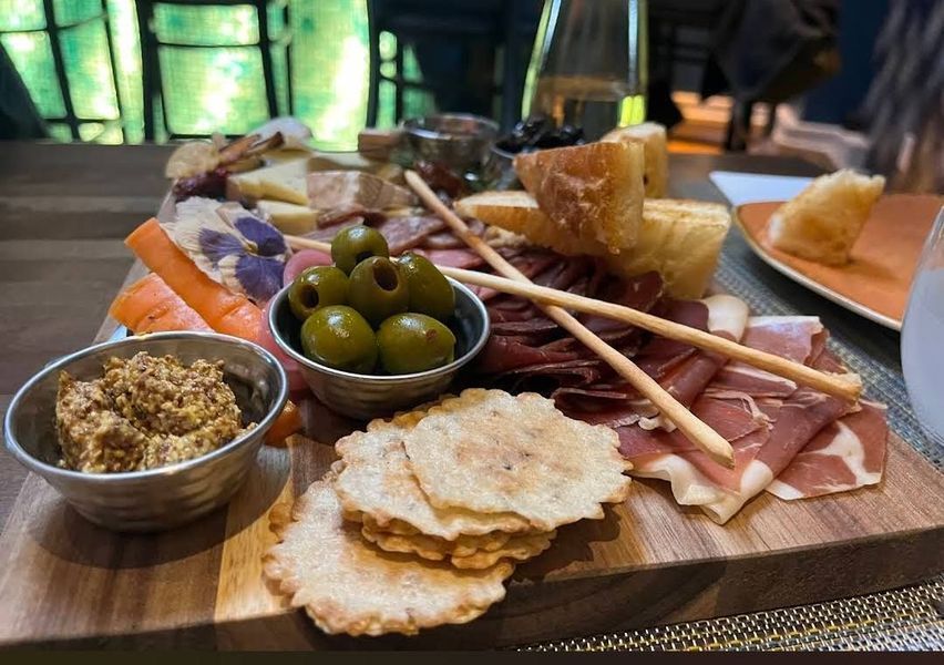 Charcuterie board with meats