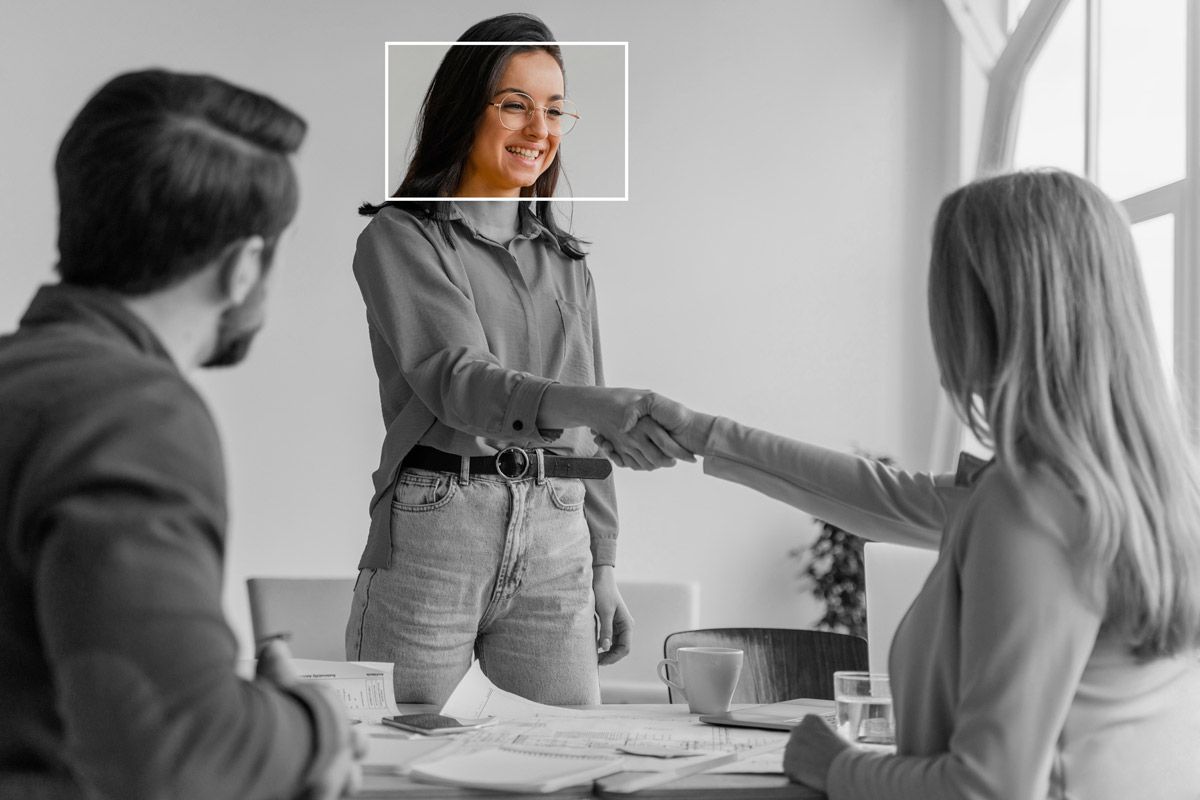 A talent is shaking hands with a recruitment specialist