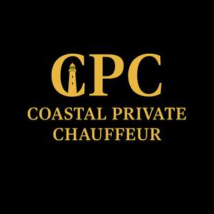 The logo for coastal private chauffeur is black and white.