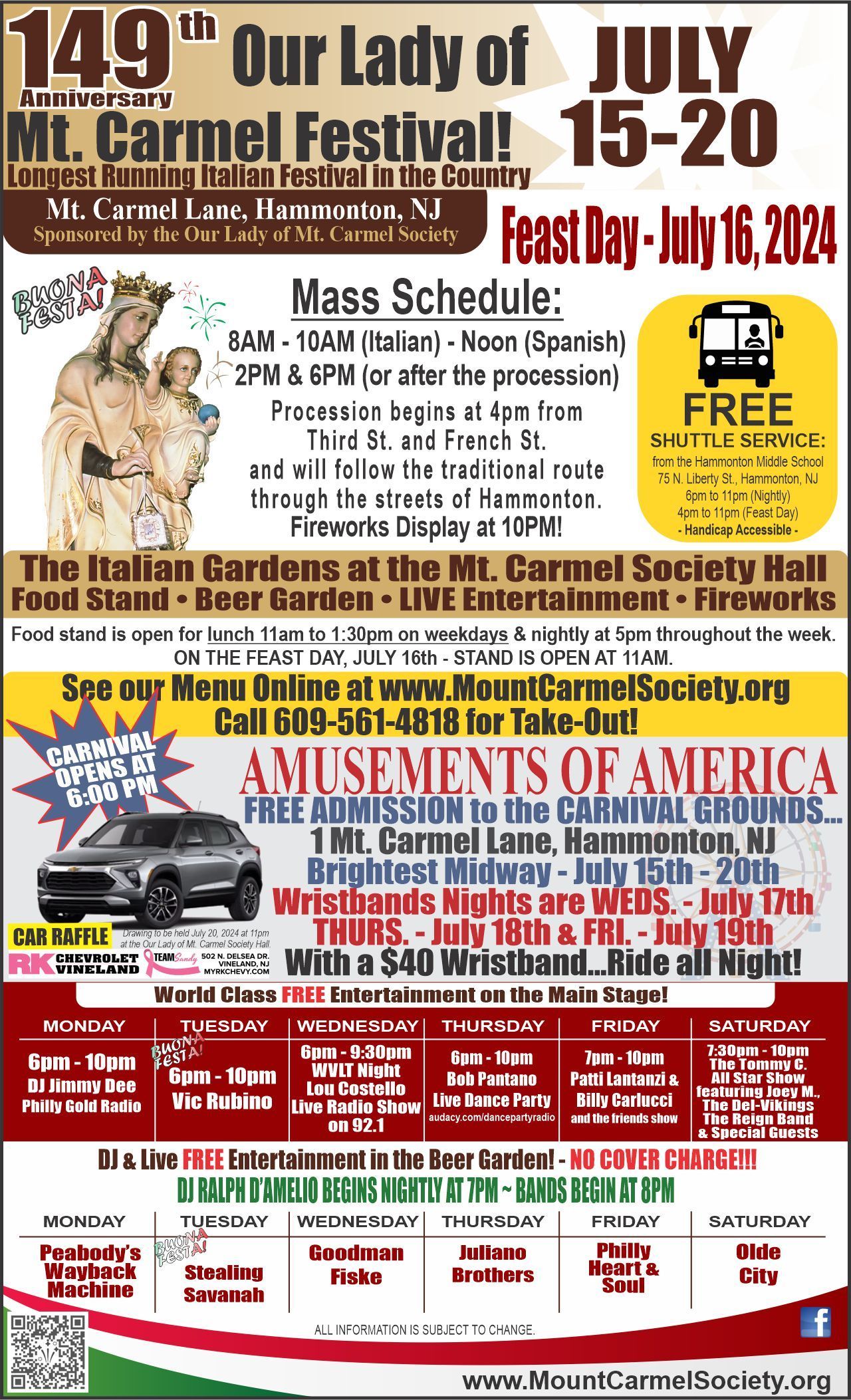 Feast Week Details | Our Lady of Mt. Carmel Society