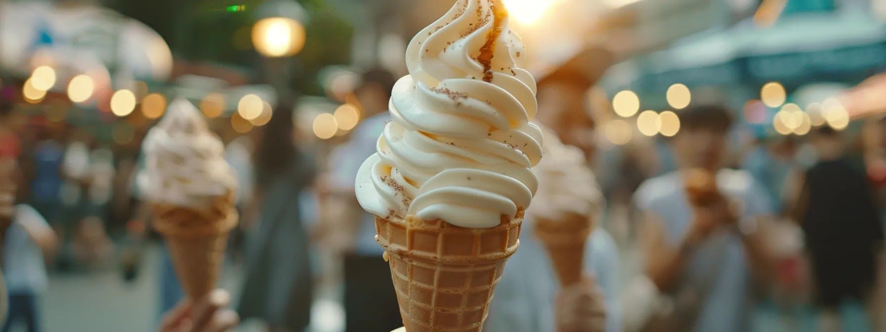 soft serve ice cream in a cone