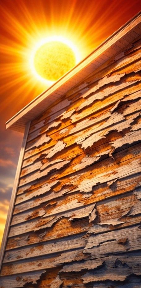 Peeling exterior house paint showing sun damage on siding, a dramatic image of what it might look like in Boise Idaho