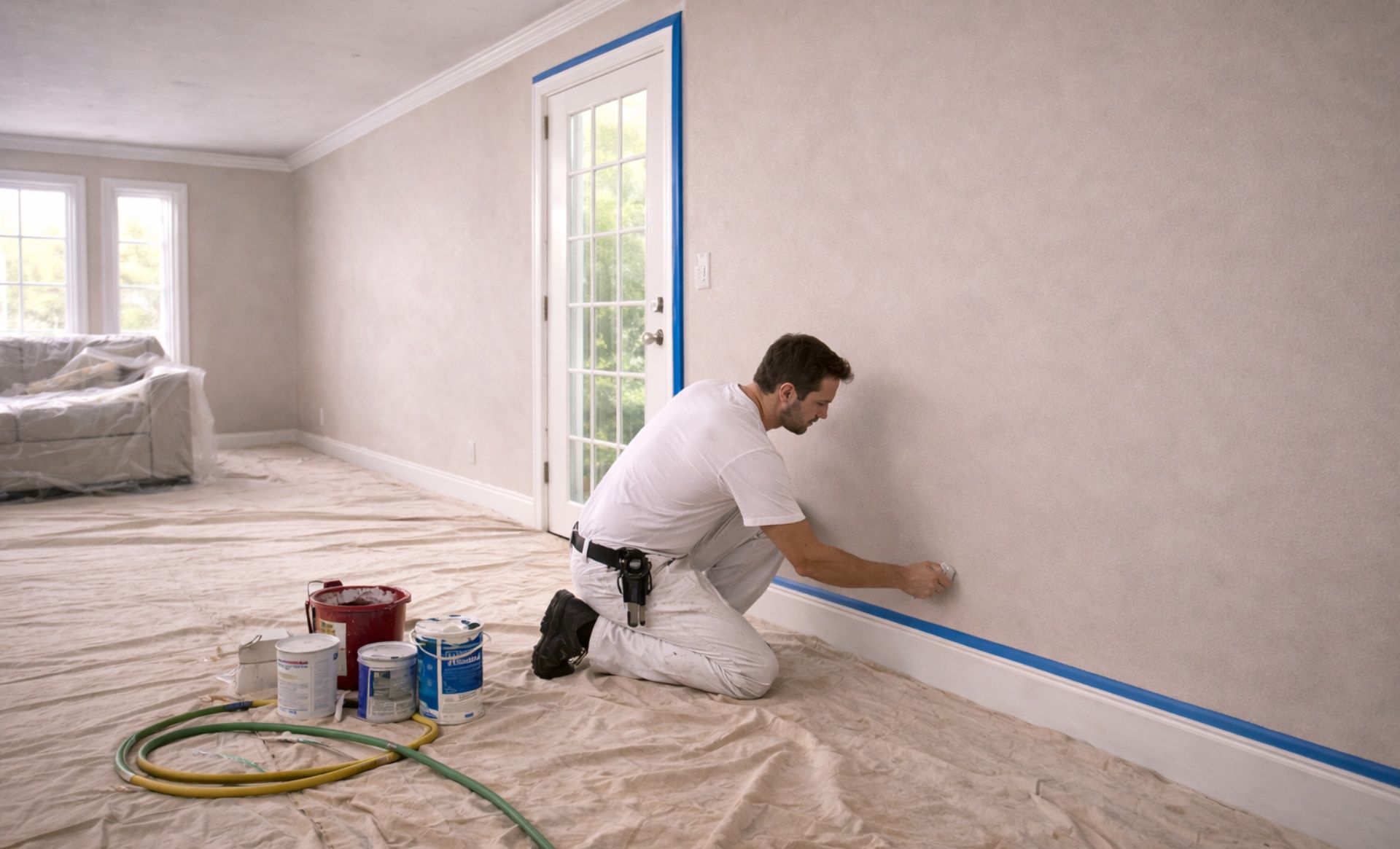 Professional Boise painters preparing walls and trim before applying fresh interior paint