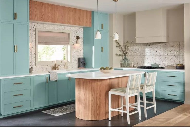 Bold Color on Cabinetry and Backsplash