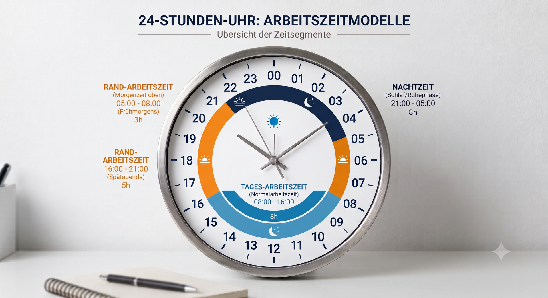 Überblick zu drei Zeitsegmenten der Arbeitsschichten Pinar Abpumpservice