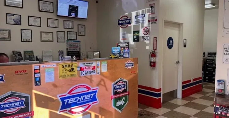 Inside our shop at the receptionist desk in Sacramento, CA | Two Rivers Auto Tech