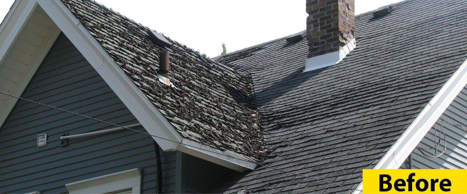 Before Damaged Asphalt Roof — Burlington, WI — Mather’s Improvement Service LTD