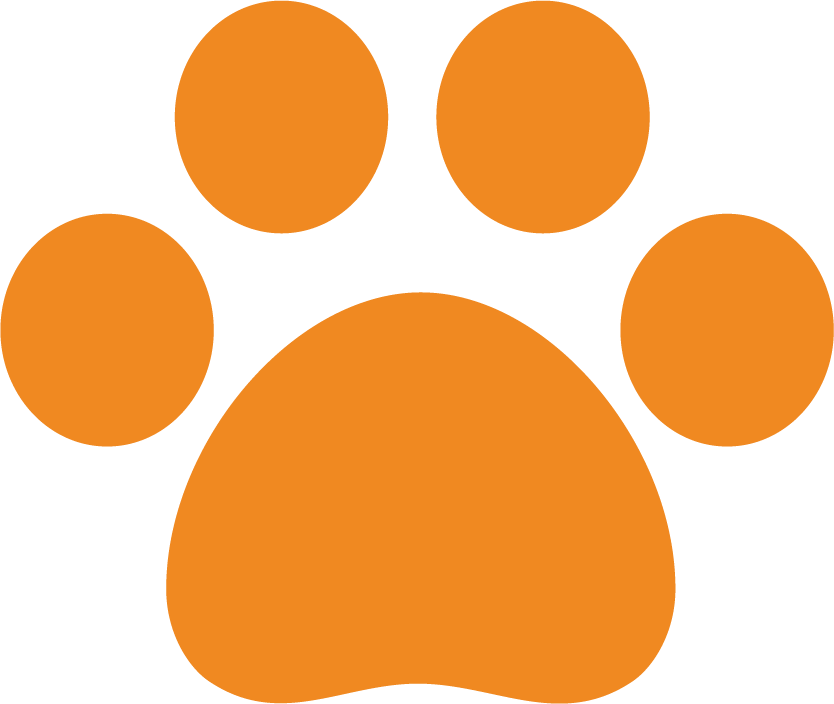 Orange paw print.