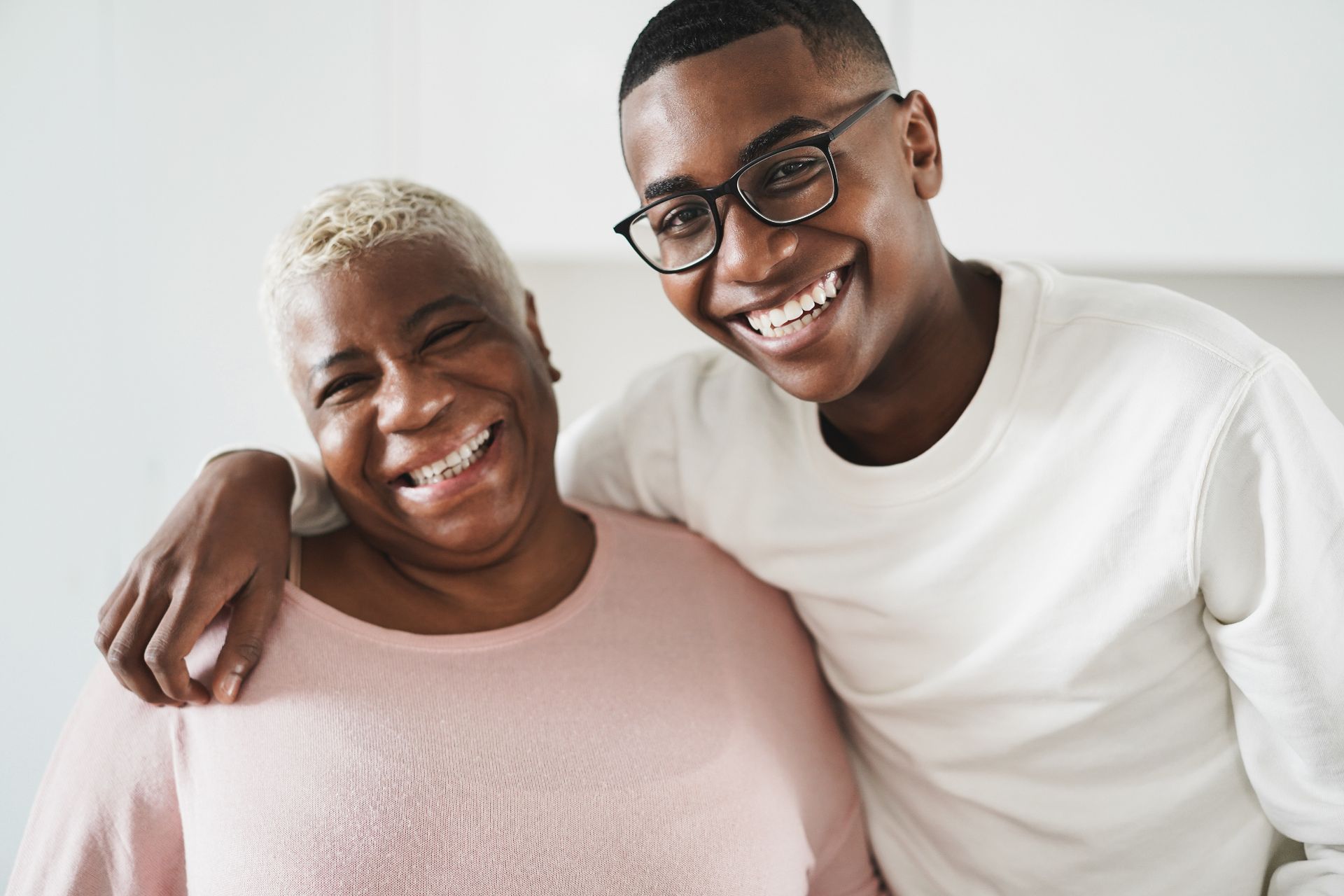 african-american mother and young adult son