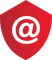Red shield icon with @ sign inside