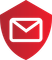 Red shield icon with mail icon inside