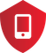 Red shield icon with white mobile inside