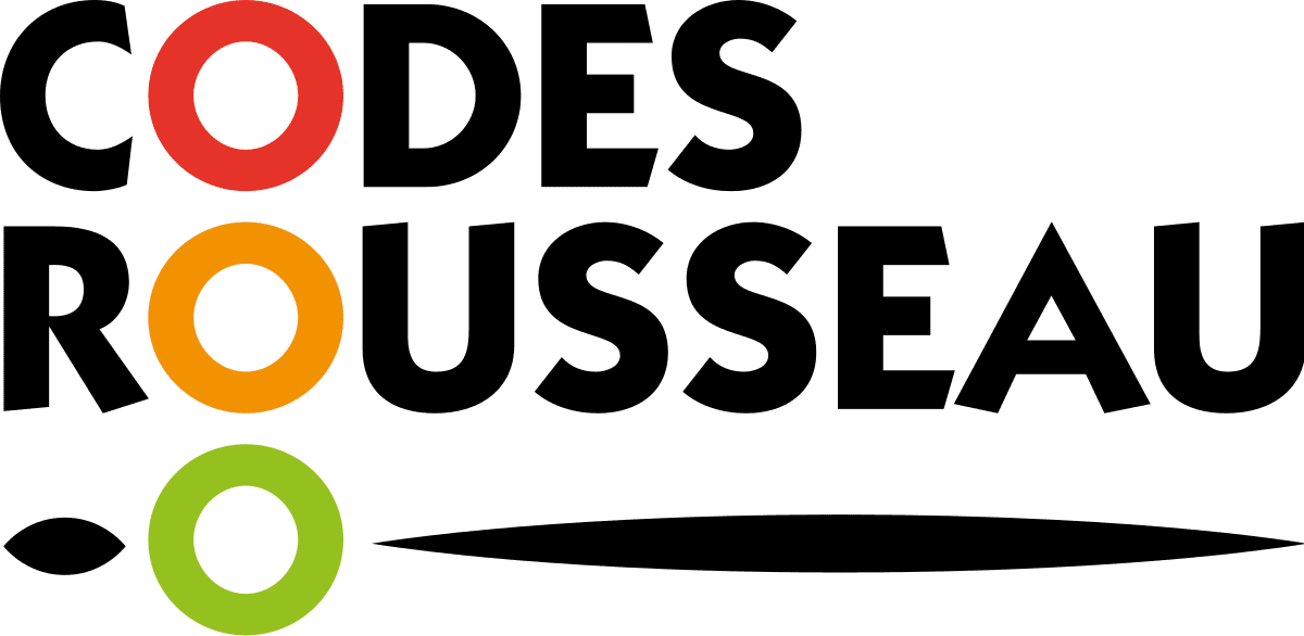 Un logo pour codes rousseau avec un cercle vert au milieu.