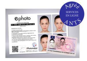 Une photo du visage d'une femme à côté d'un permis de conduire