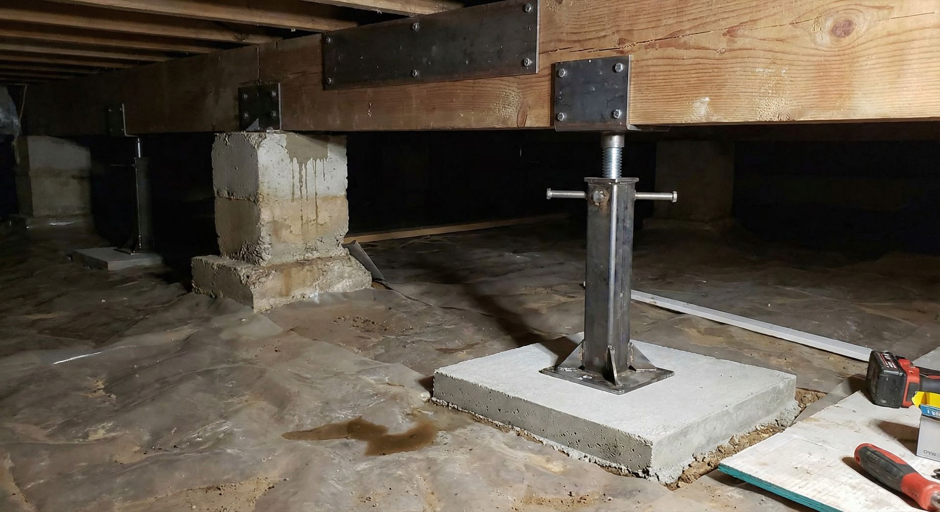 mould inspection prevention crawlspace foundation support jacks