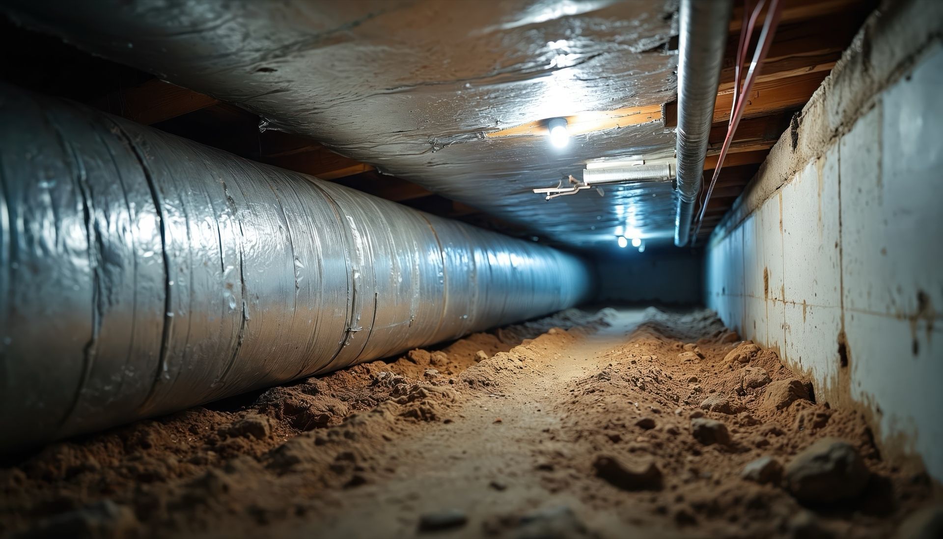 Subfloor ventilation system crawlspace vent duct hose
