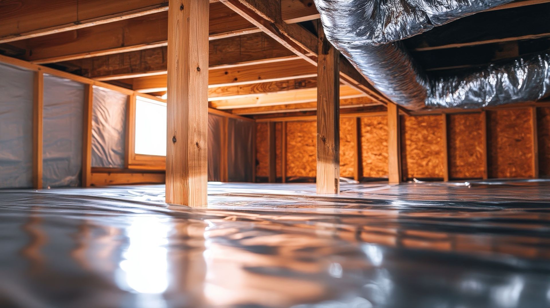subfloor ventilation system insulated duct closeup