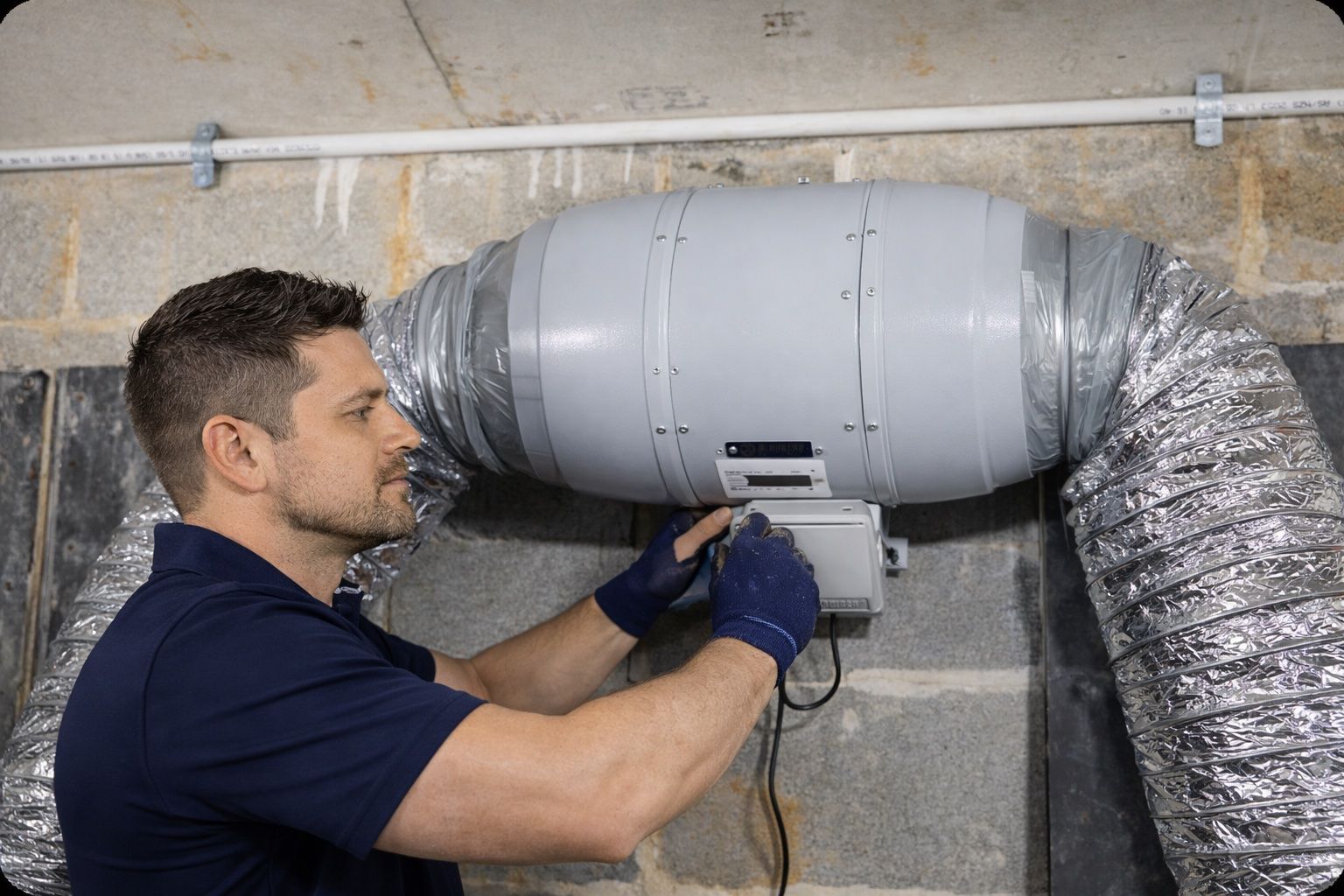 Subfloor ventilation system airflow diagram radon