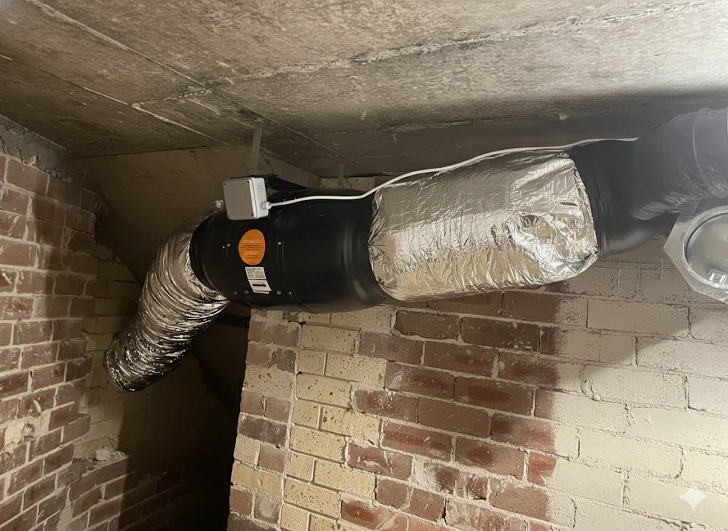 subfloor ventilation system technician testing fan unit