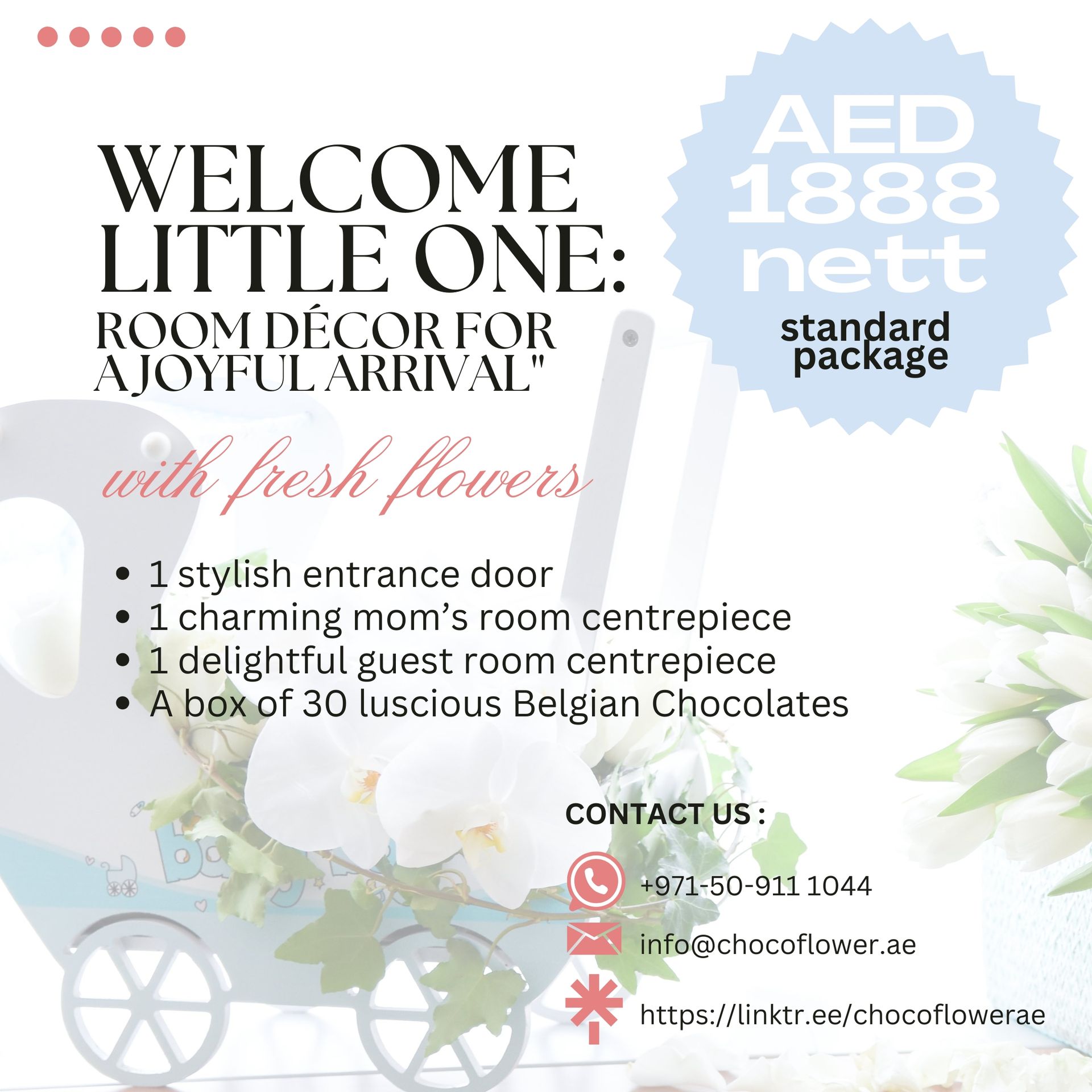 We’re pleased to announce our exclusive partnership with Adnoc Mazaya, offering 15% off to all Mazaya members on every purchase at Choco Flower Ltd! Whether treating yourself to a beautiful floral arrangement or sending a thoughtful gift with our premium chocolates, this special discount adds more value to your experience.
How to Redeem:
Present your Mazaya E-Card at the counter or send us on WhatsApp and use the promo code MAZAYA15 to unlock your 15% discount.
Offer Details:
-Valid at Choco Flower Ltd., available at Reem Island, Abu Dhabi
-Valid From: 15.10.2024
- Valid Until: 15.04.2025
This is a limited-time offer, so don’t miss out! Take advantage of the opportunity to spread joy with our exquisite flowers and premium chocolates—whether for a special occasion or just because.
Order now and enjoy exclusive savings with your Mazaya membership!
**T&C Apply as advertised in the apps**