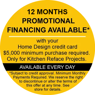 A yellow sign that says 12 months promotional financing available
