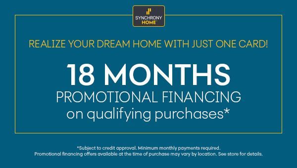 A yellow sign that says 12 months promotional financing available