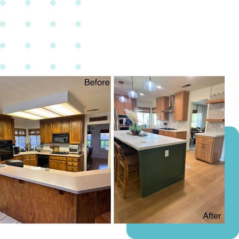 a before and after kitchen transformation completed by JV Cabinets
